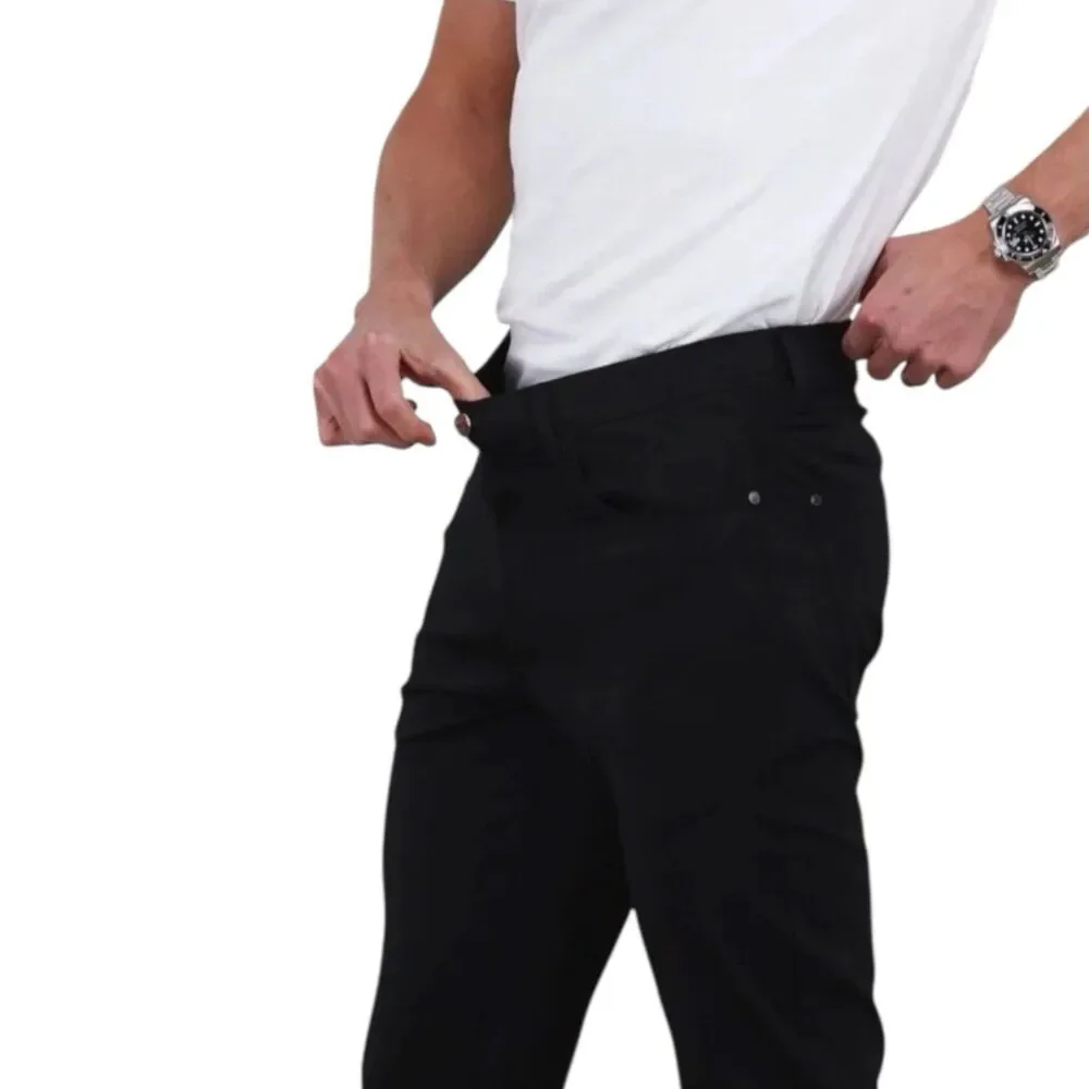 Collars & Co CEO Pants Mens 38x30 Black Pull On Stretch Tech Performance NWT